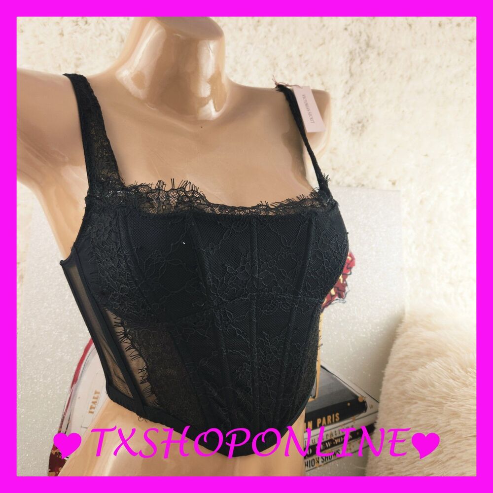 💗👙 Victoria's Secret Dream Angels black lace mini corset top👙💗